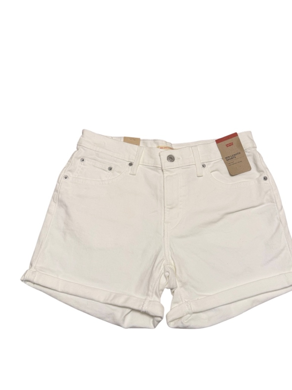 Levi’s White Mid Length Denim Shorts Mid Rise Slim Fit NWT Size 30